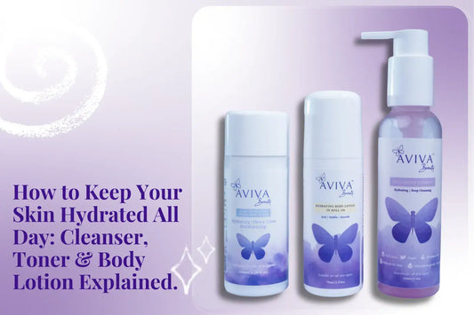 Skin feeling tight, dull, or dehydrated in India's climate? Learn how to keep your skin hydrated all day using the right cleanser, toner, and body lotion in 3 simple steps.
