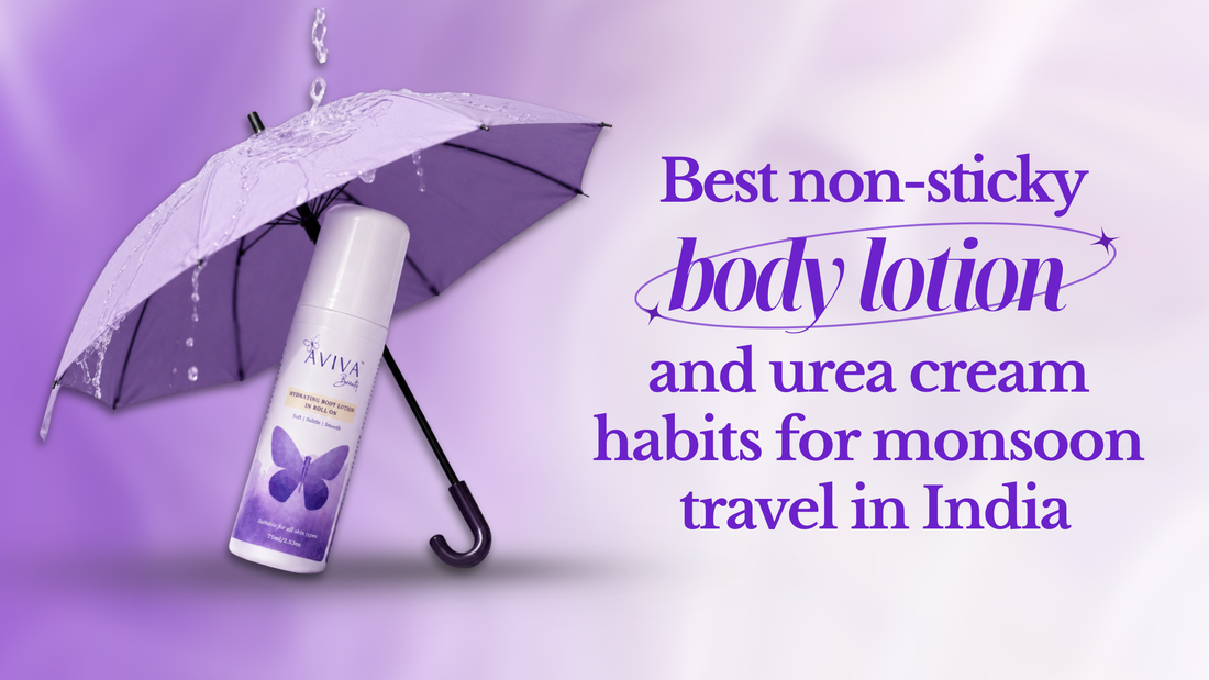 Non-sticky body lotion and urea foot cream travel skincare gift set for Indian monsoon