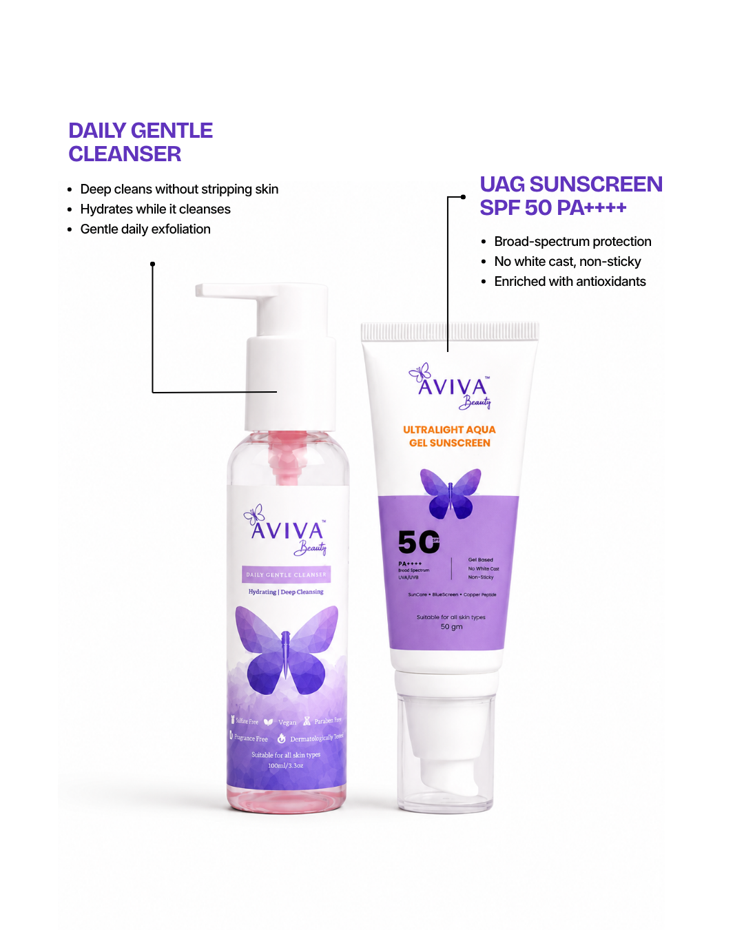 AM Sorted Edit | Daily Gentle Cleanser + Ultralight Aqua Gel Sunscreen SPF 50 PA++++ Combo