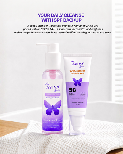 AM Sorted Edit | Daily Gentle Cleanser + Ultralight Aqua Gel Sunscreen SPF 50 PA++++ Combo