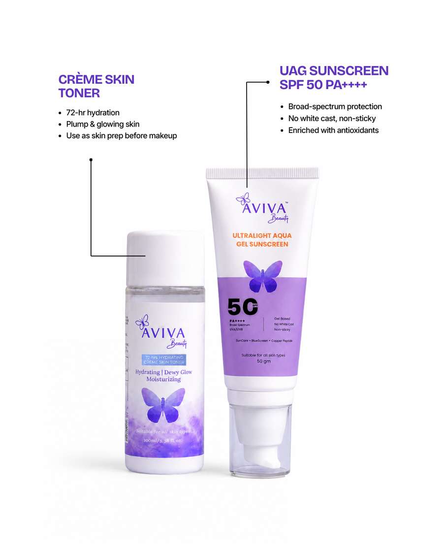 Glow Defence Duo | 2-in-1 Crème Skin Toner + Ultralight Aqua Gel Sunscreen SPF 50 PA++++