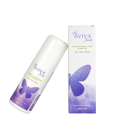 Aviva Beauty’s Aquaporin Rich 24-Hr Hydrating Body Lotion in Roll On - | Skin Repairing Formulation | Non-Sticky | Non-Sweaty | Lightweight | Moisturizing | Paraben-free | Mineral Oil-free