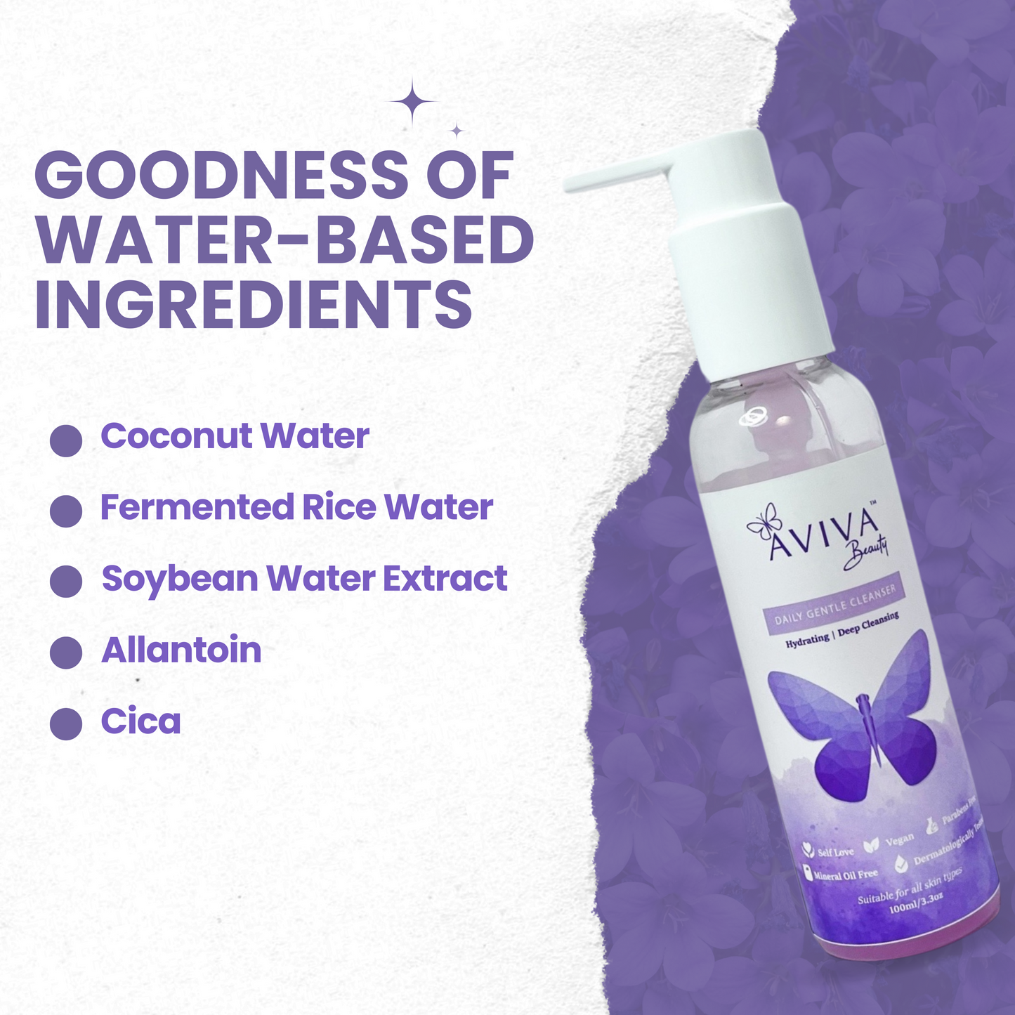 Aviva Beauty’s Daily Gentle Cleanser - | Water Based Formulation | Hydrating | Deep Cleansing | Fragrance Free | Paraben-free | Mineral Oil-free