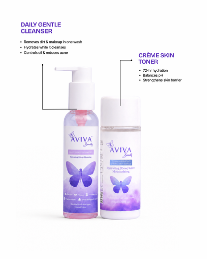 Clear & Calm Duo | Daily Gentle Cleanser + Creme Skin Toner Combo