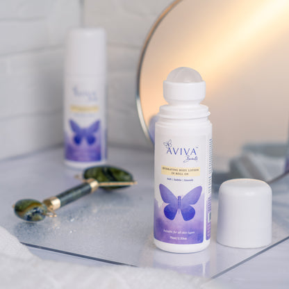 Aviva Beauty’s Aquaporin Rich 24-Hr Hydrating Body Lotion in Roll On