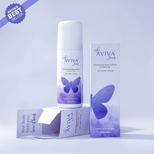 Aviva Beauty’s Aquaporin Rich 24-Hr Hydrating Body Lotion in Roll On