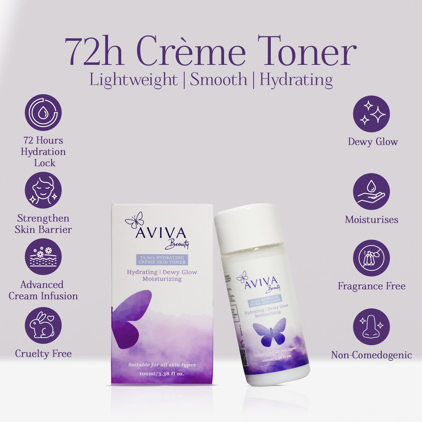 Aviva Beauty’s 2-in-1 Crème Skin Toner | Lightweight Milky Formula | Nourishing | Hydrating | Artificial Fragrance Free | Non-Comedogenic | Cruelty Free